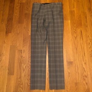 Charles Tyrwhitt Light Grey Check Plaid Slim Fit Trouser Pants 36 Unhemmed